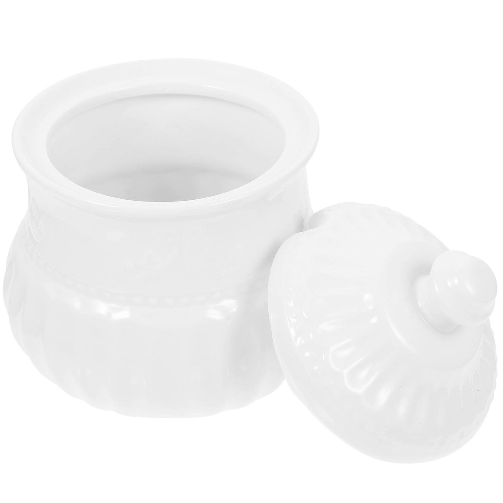 White Ceramic Sugar Container Porcelain Jar for Condiment Storage 4Pcs