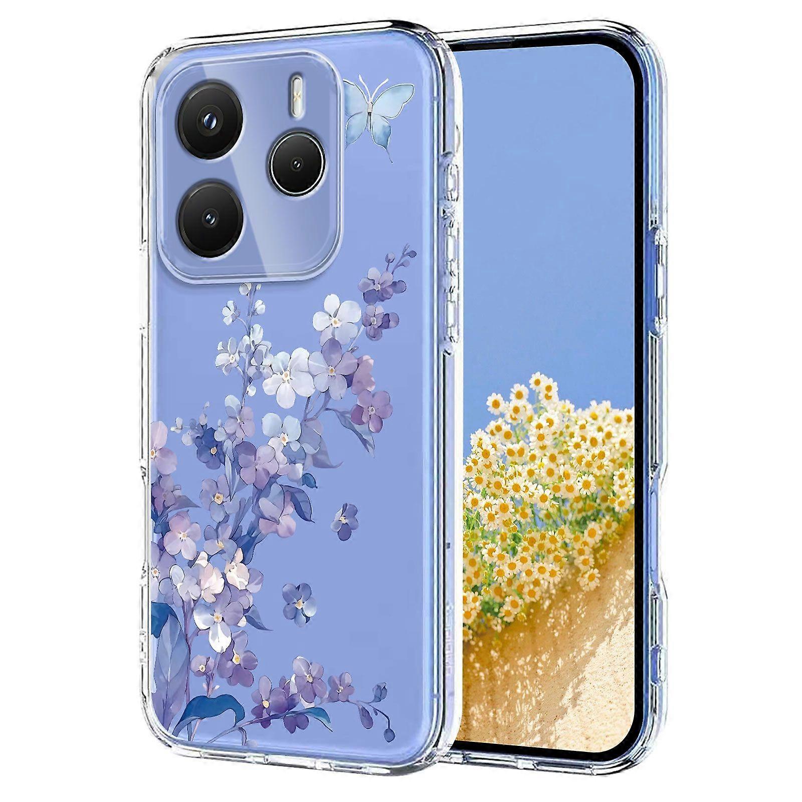 For Xiaomi Redmi Note 14 5G Case Butterfly Floral Pattern Printing TPU Phone Back Cover