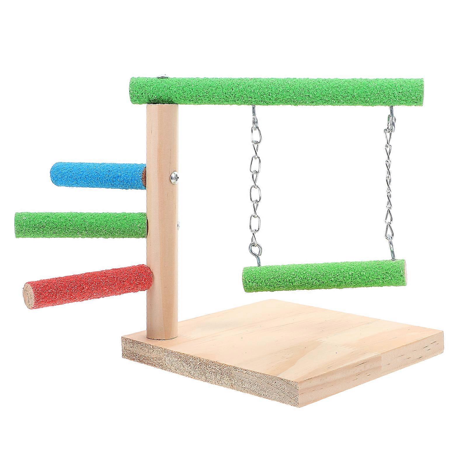Parakeet Perch Stand Wooden Bird Cage Platform Multi-Tier 3Pcs Set