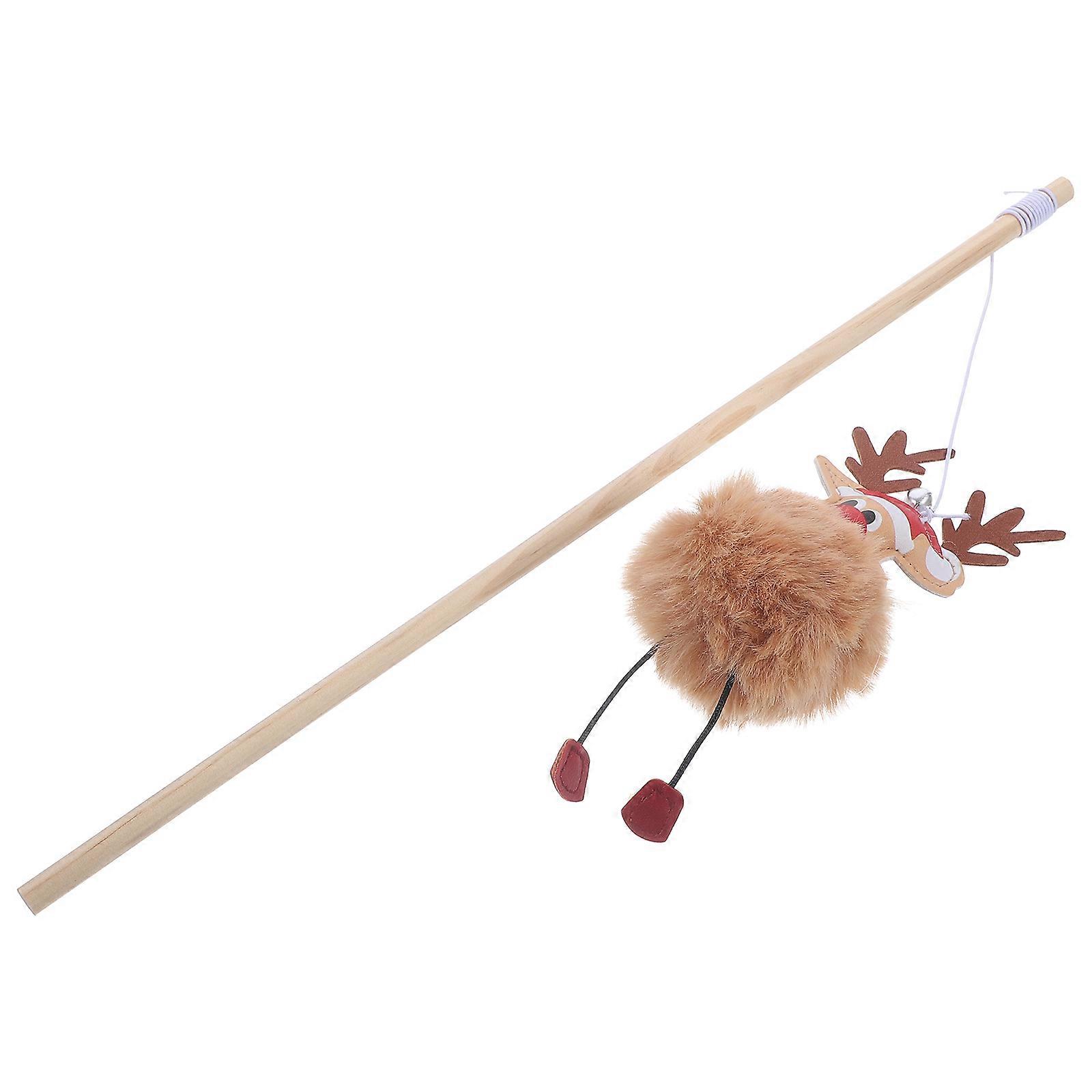 Kitten Teasing Toy for Cats Xmas 4Pcs Interactive Reindeer Wand Playthings