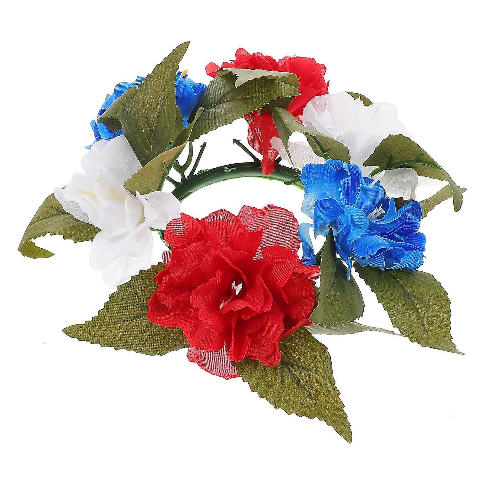 5Pcs Artificial Flower Candle Wreath for Wedding Table Decoration Multi Color
