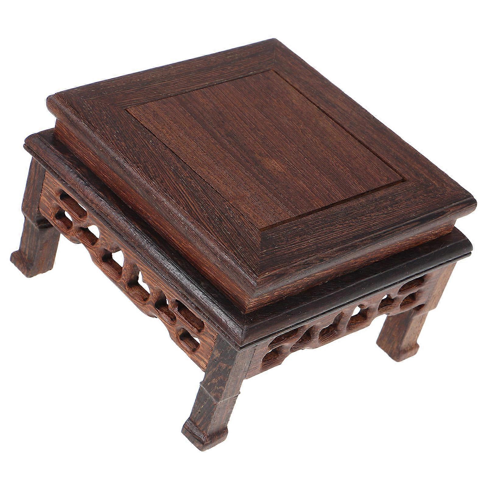 Wooden Display Stand for Vase Small Redwood Base Decor