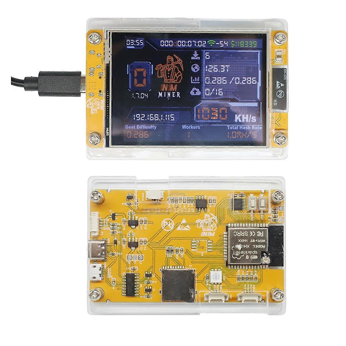 Upgraded 1030KH/S Harshrate NMMiner 2.8 Inch Smart Display Bitcoin Crypto Solo Lottery Miner NerdMi