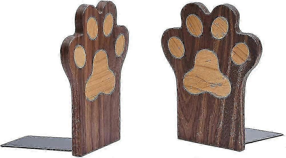 Book Ends,wood Paws Bookends,nature Coating,decorative Bookend (paws-walnut)