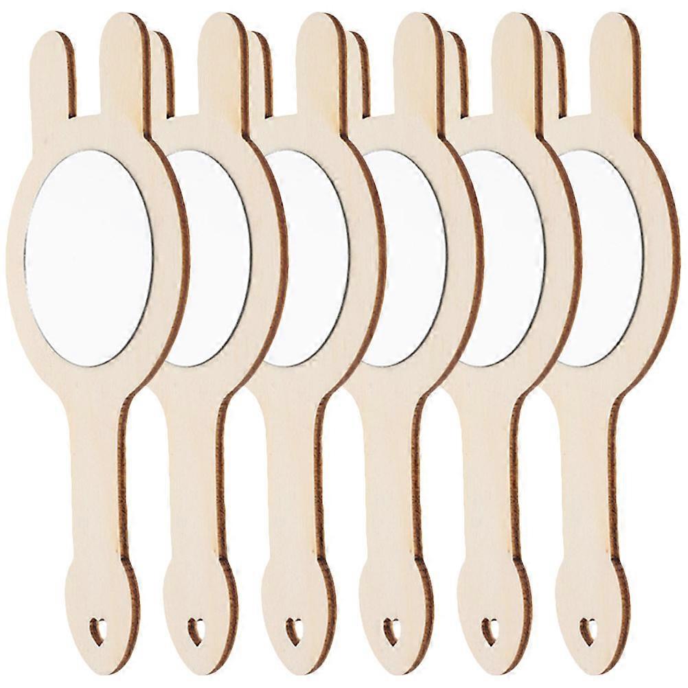 Kids Wooden Mirrors 12 Pcs Handheld Decorative Unfinished Mini Mirrors Rectangular for Craft Enthusiasts