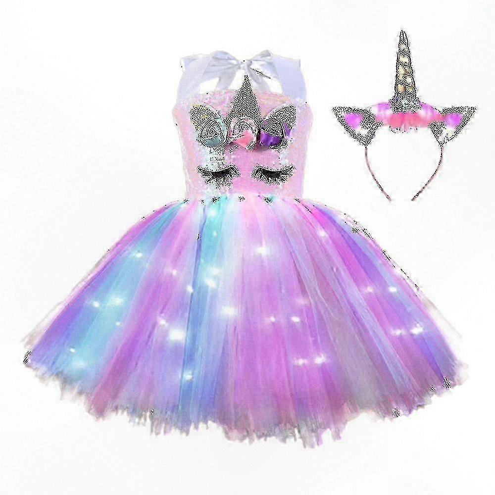 Girls LED Sequin Tutu Dress with U rn Headwear for Parties and Special Occasions