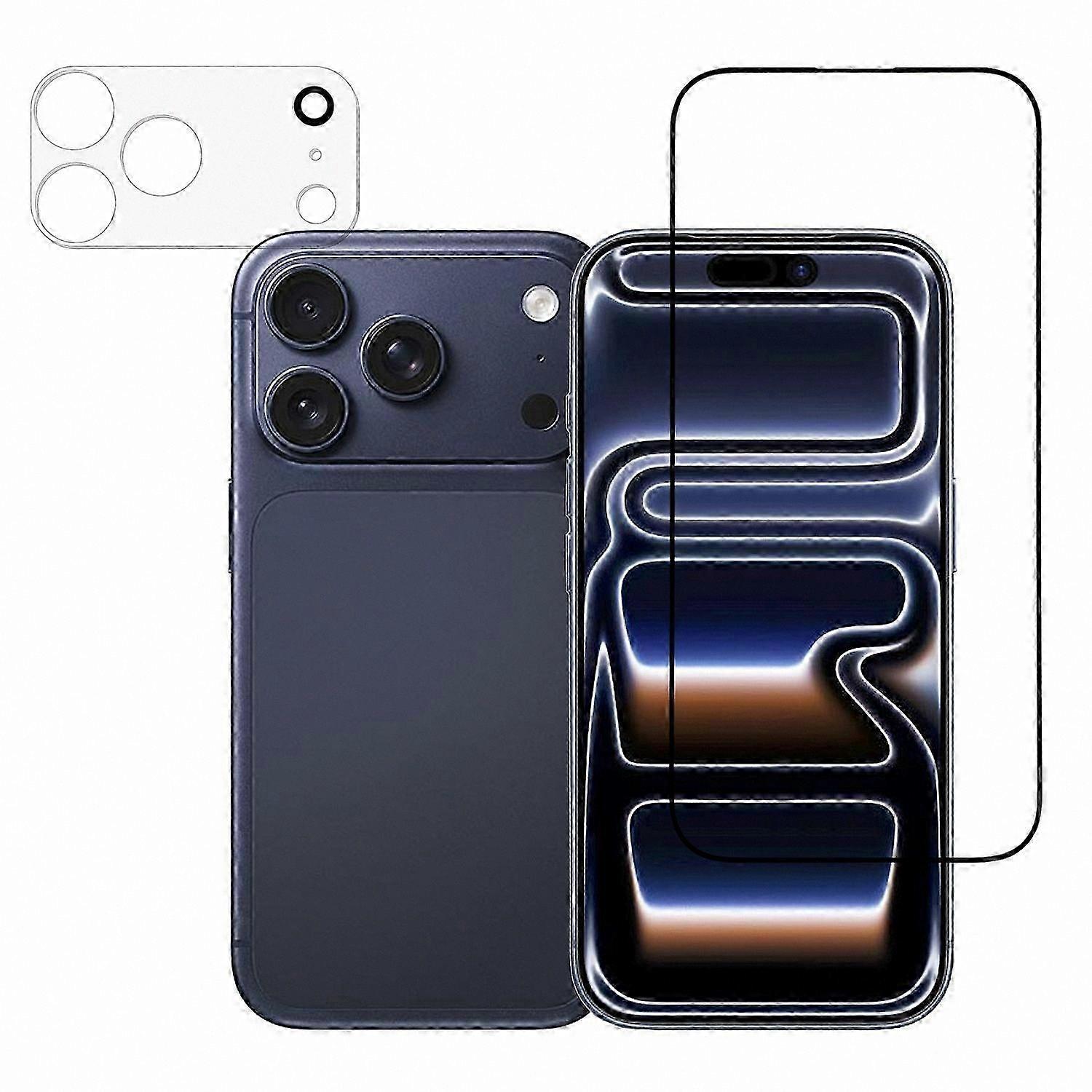Tempered Glass Screen Protector for 17 Pro with Silk Print Full Adhesive and Camera Lens Coverage