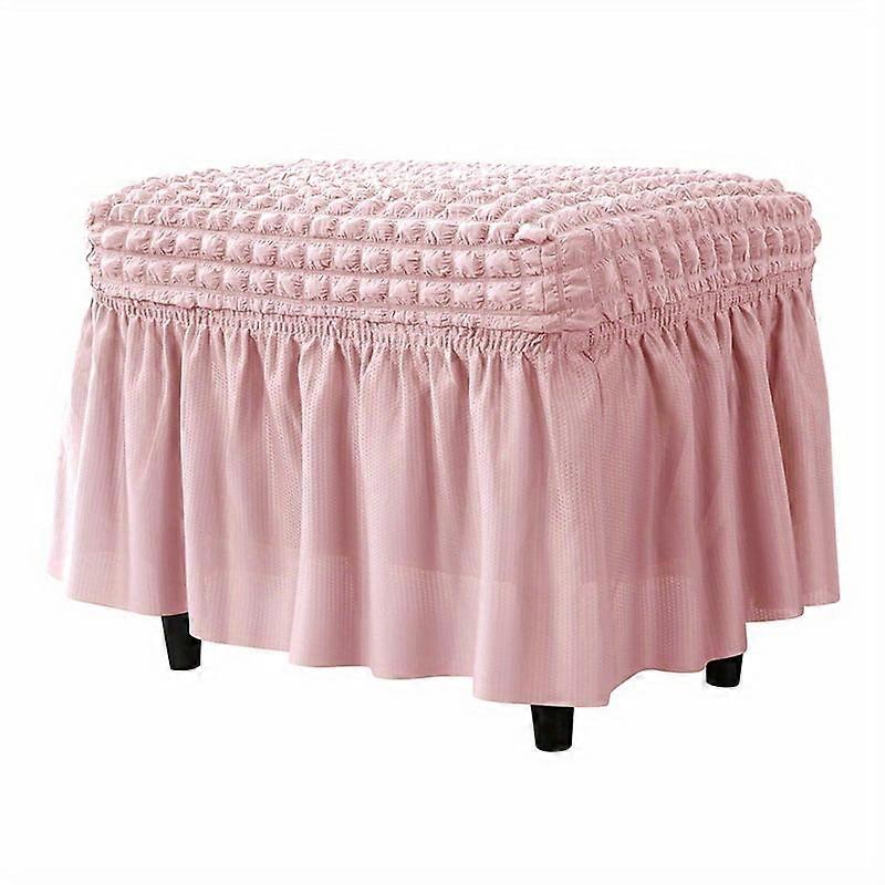 1pc Rectangle Ottoman Cover - Stretchy Furniture Protector with Skirt, Compatible with Most 36-42" Storage Stools, Easy Slip-On Design for Living