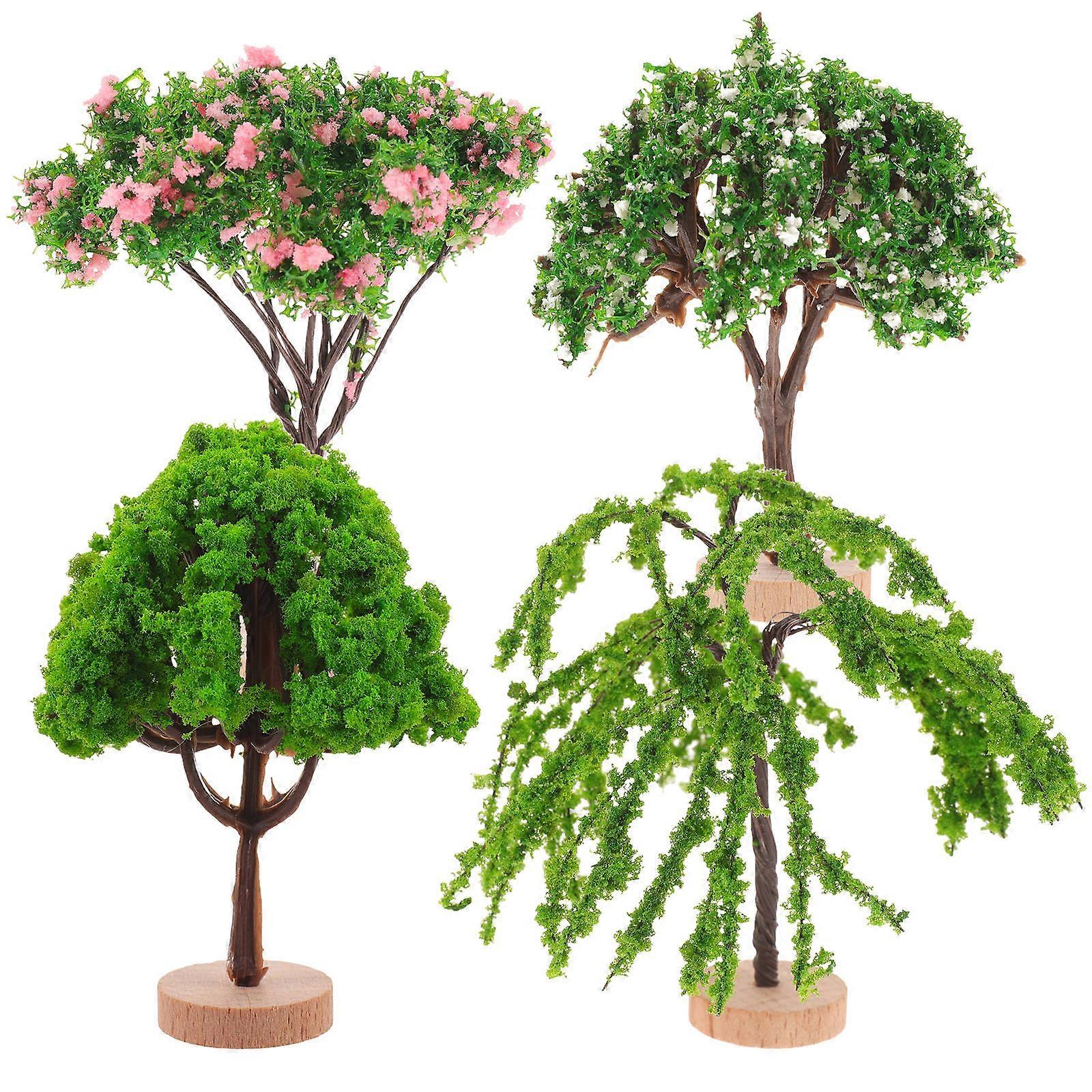 Green Miniature Tree Plastic Model for Playing 20Pcs Landscape Ornament