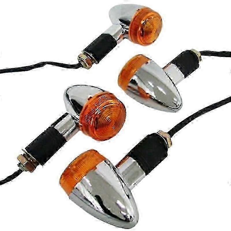 4Pcs Chrome Motorcycle Turn Signals Front Rear Lights for Bobber Chopper