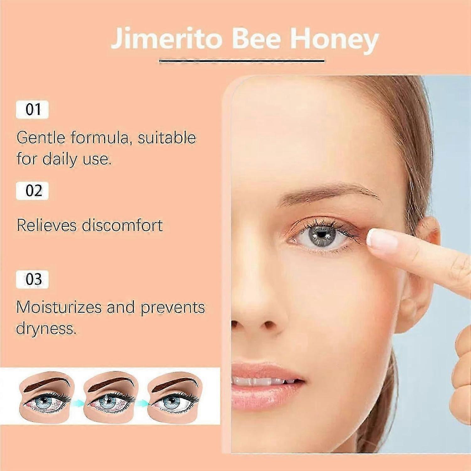 1-3X טיפות עיניים דבש Jimerito, הקלה טבעית מרגיעה לאי נוחות, עיניים יבשות ומגרדות, נוזל נגד עייפות, ציוד נוזלי לטיפוח העיניים