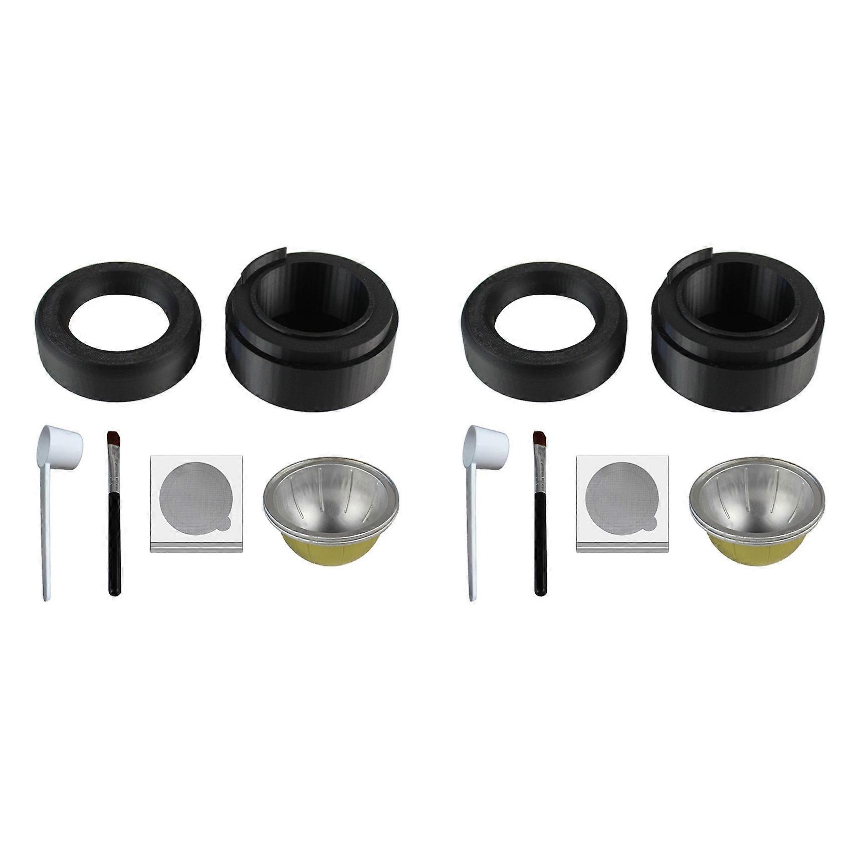 2X for Vertuo Series Capsule Kit for Nespresso Pods with 100 Pcs Foil Seal Lids Holder Brush Cycle Fill Filter Cup