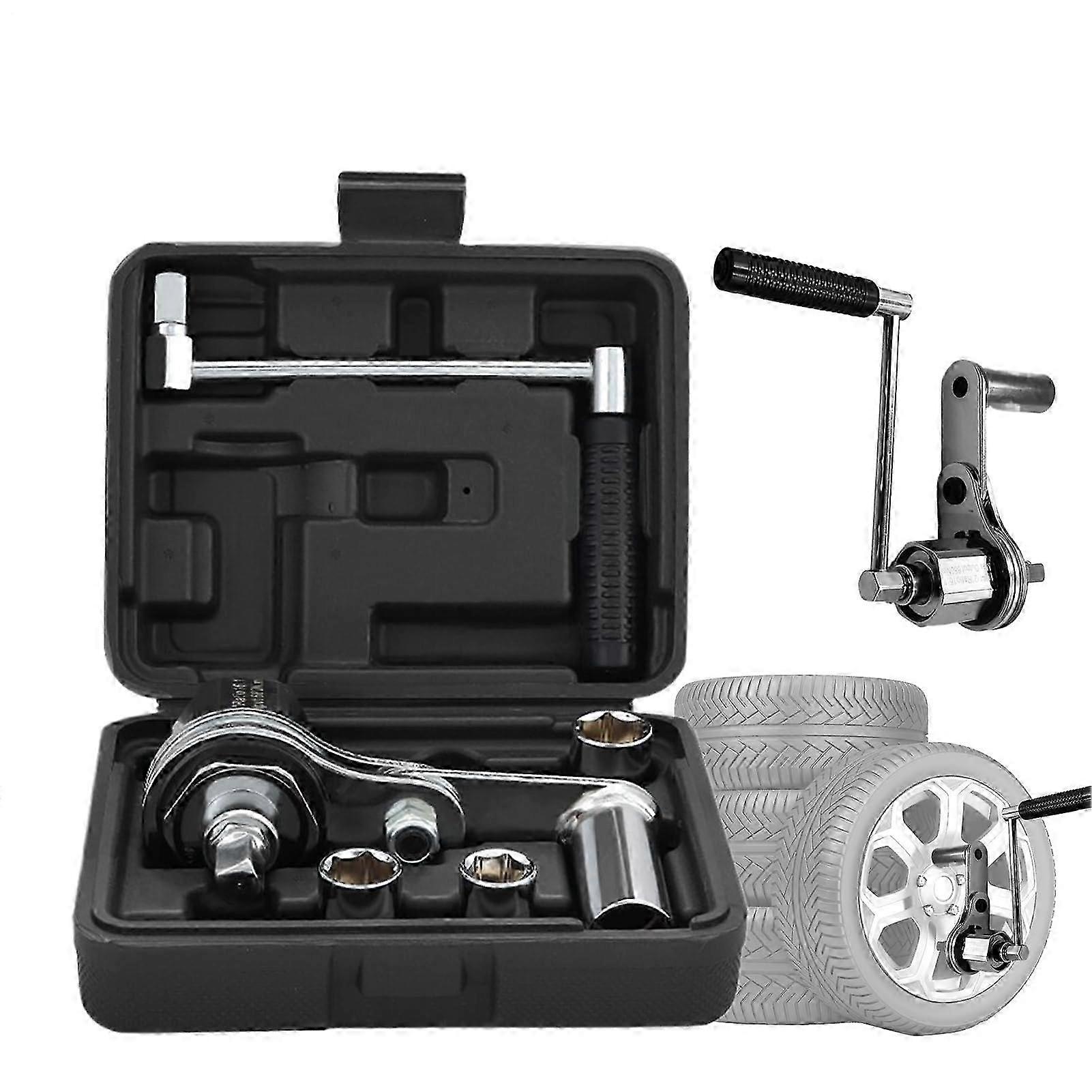 Robust Torque Amplifier Wrench Set for Trucks and Motorhomes, Complete Tyre Change Kit with Sockets and Wheel Nut Remover