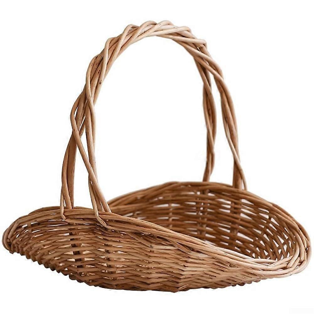 Handwoven Wicker Picnic Basket, Sturdy Rattan Construction, Oval Design, Large Size, Comfortable Handle