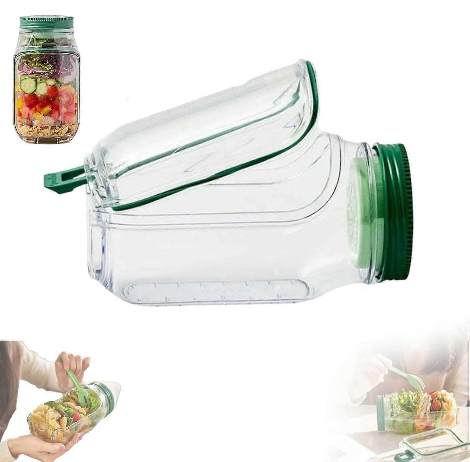 Vertical Layering Lunch Container With BuiltIn Bowl, LeakProof Dressing Case, Separate Compartments, 1 Pc