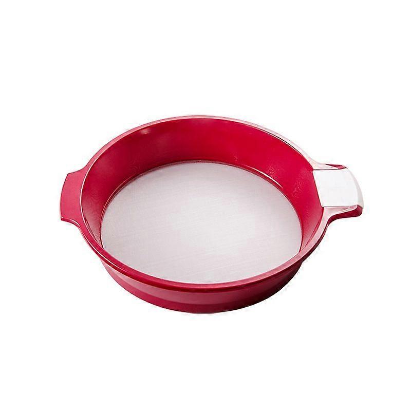 Flour Strainer,Red Flour Sieve with Stainless Steel Fine Mesh,2 Plastic Handle Grip and Scraper,Sifter Baking Strainer,Rice Sugar Filter for Kitchen H