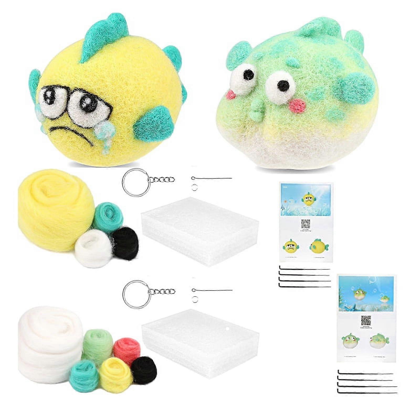 Needle Felting Kit, Needle Wool Felting Tools Kit with Felting Needles, Foam Mat, Wool Roving, Instruction