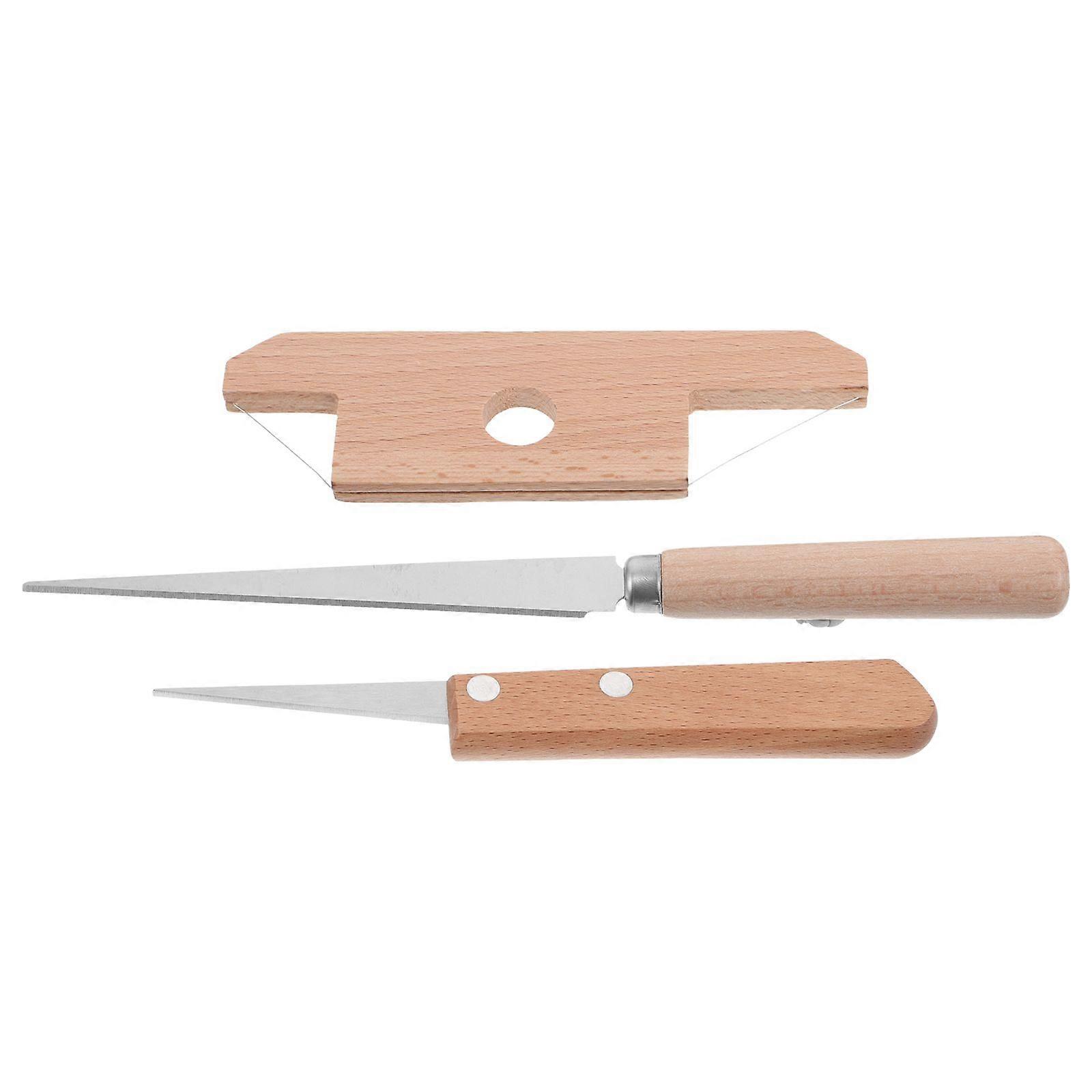 3Pcs Pottery Tools Cutting Clay Trimming Tool Includes Wood and Wire Bevel Cutter Fettling Knife for Pottery  Ceramics and Sculpting DIY Craft Clay Su