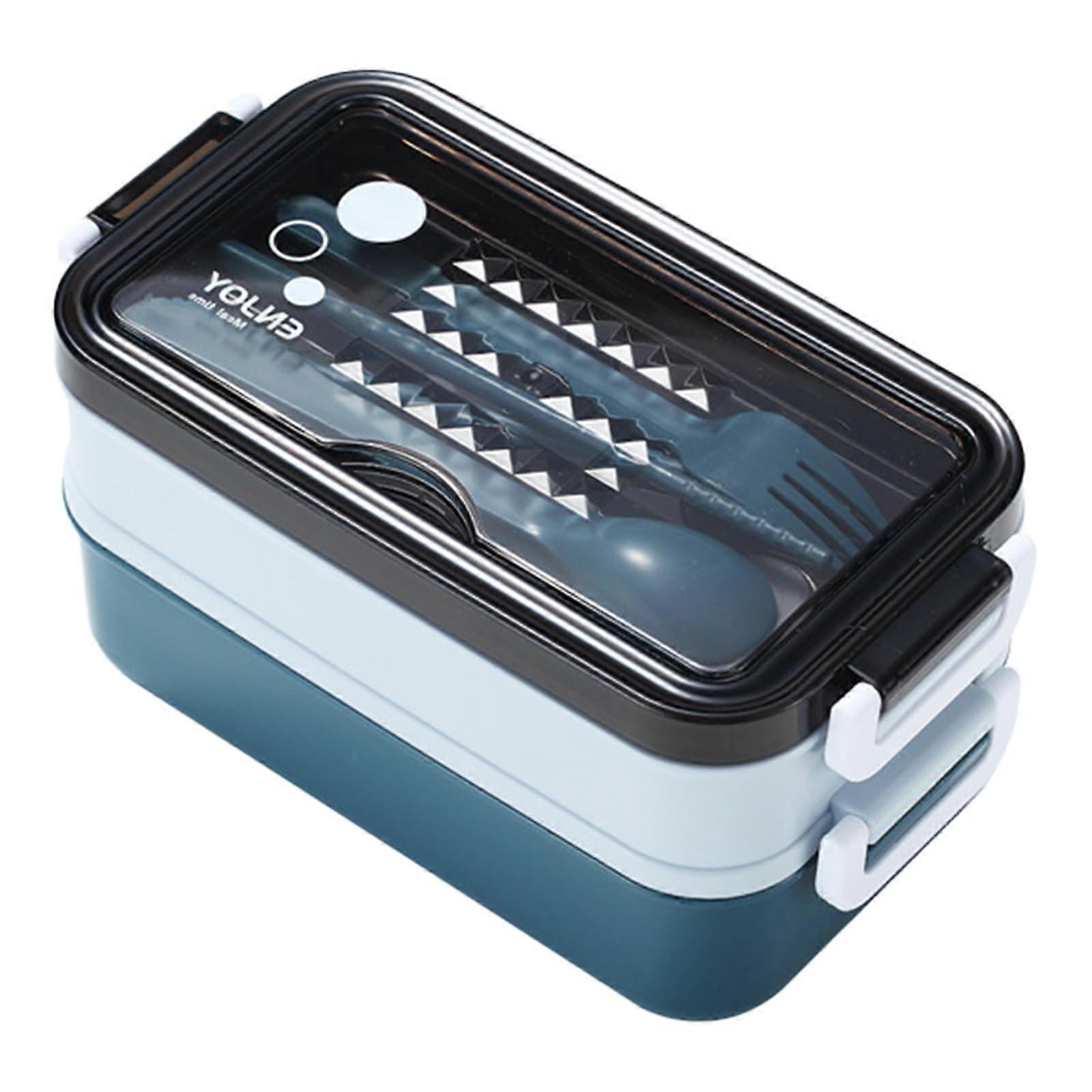 Leak Proof Nonrust Steel Lunch Box With Ergonomic Handle Double Wall Insulation For Commuters And Travelers Blue