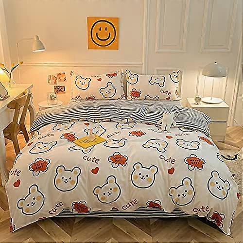 Children Bedding Set Duvet Cover Twin Size White 60x78 Flat Sheet 2 Pillowcases No Comforter Included