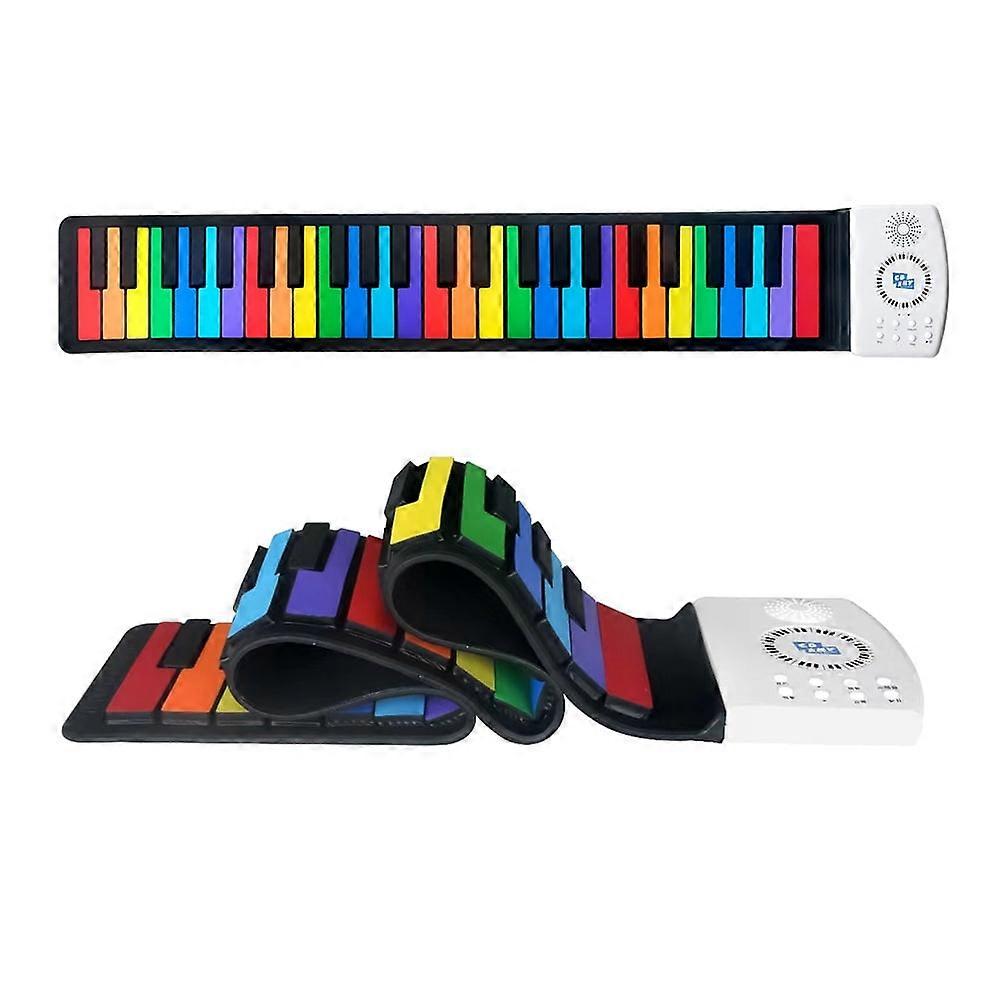 Portable Hand Roll Piano with 47/49 Keys, 128 Timbres, Educational Demo, Battery-Powered, Multicolor