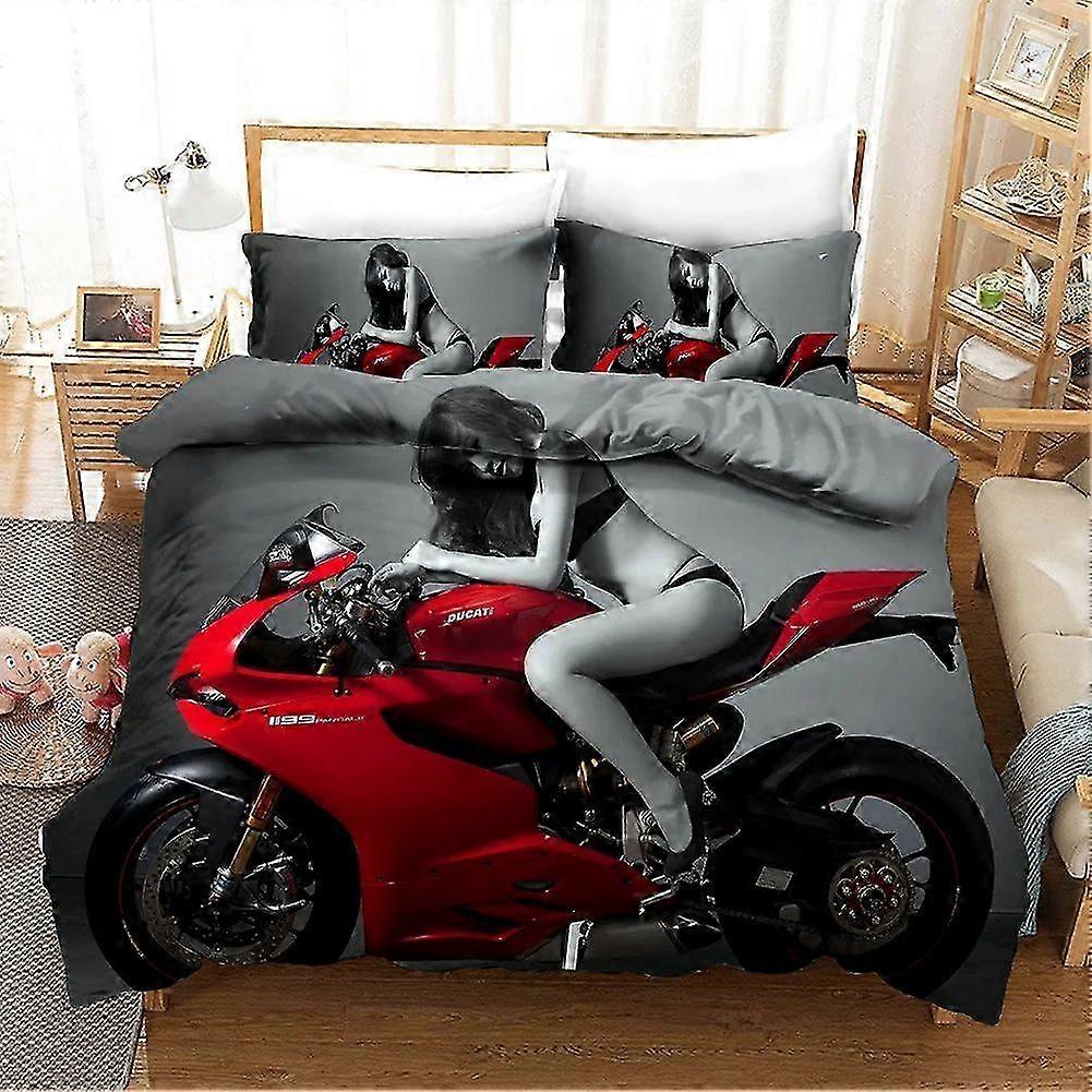 2025 x 2314 Draps de lit, housse de couette sexy pour fille, motif motocross, parure de lit 3 pièces en microfibre, idéale pour garçons, adolescents et hommes.