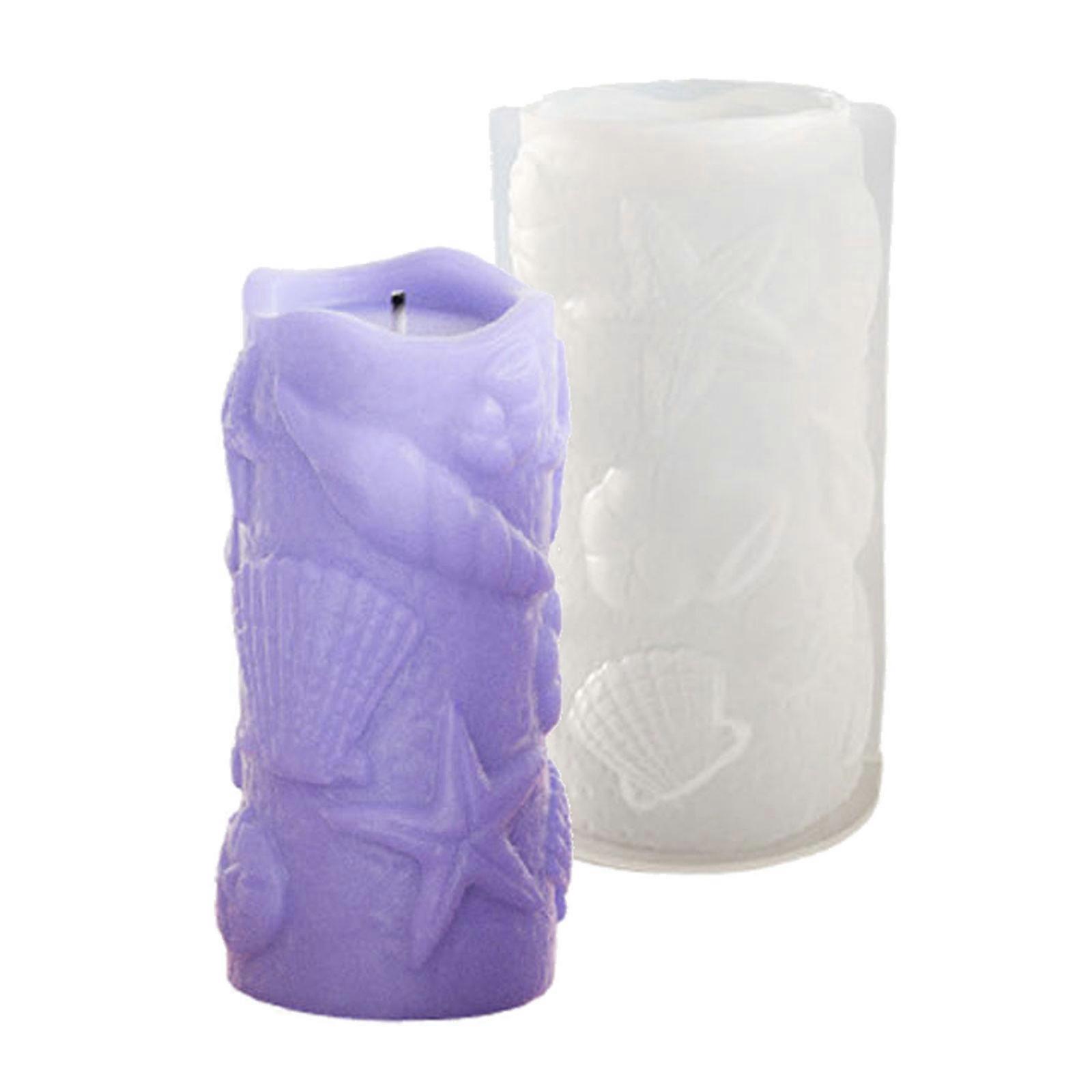 Cylinder Candle Silicones Molds Ocean Theme Candle Molds for Making Candle Soap Gypsum Decorations Epoxy Resin Casting, Multicolor