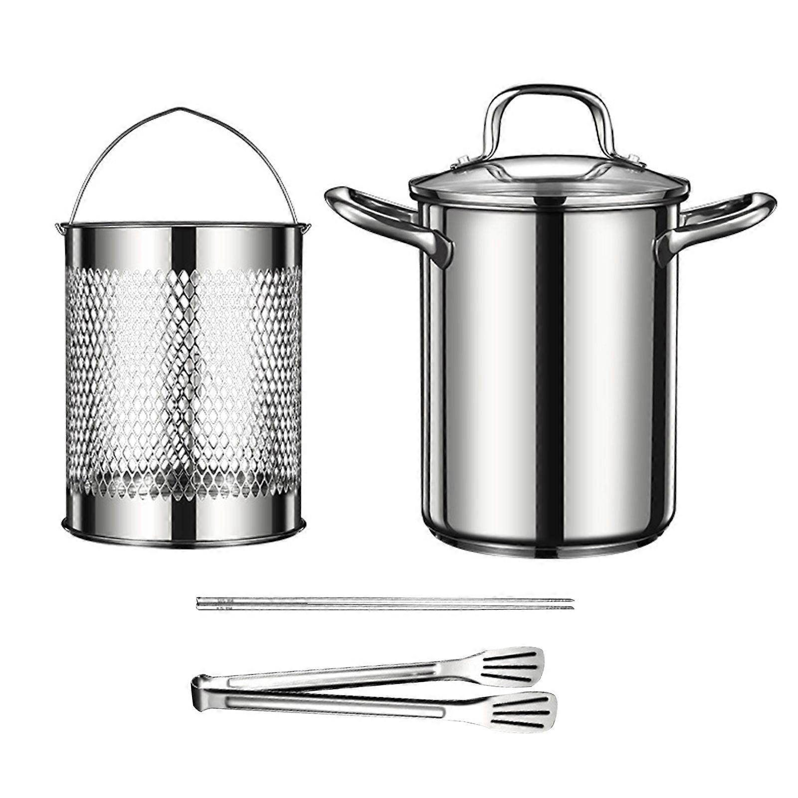 Easy to Clean Cooking Pots Efficient Deep Fryer Pots Cooking Pots with Filter Basket for Small Parties Gatherings Multicolor