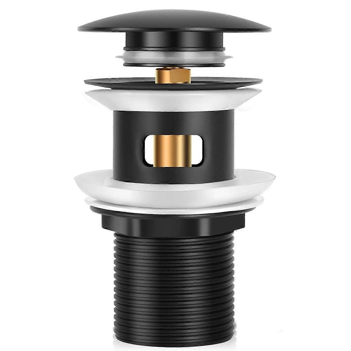 Pop-up Drain for Freestanding Bathtub, Black, Freestanding Bathtub Drain Stopper - Style:With Overflow;