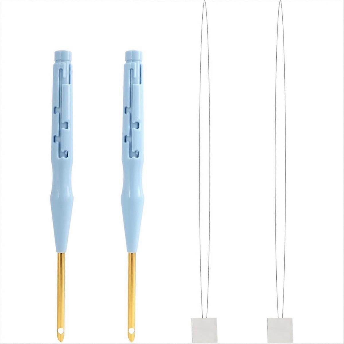 2 Pack Adjustable Punch Needle-Tool & -Embroidery Tools, with Needle-Threaders for Hand Sewing, Kit 