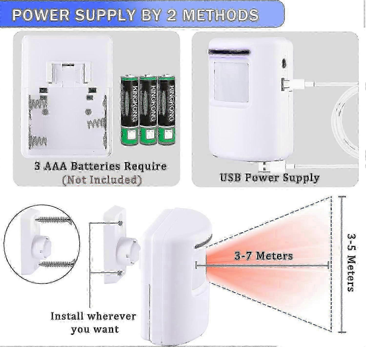 Motion Sensor Alarm ,Wireless Driveway Alarm Indoor Home Security Business Detector Alert System -Monitor&Protect Property - 2 Receiver and 3 PIR