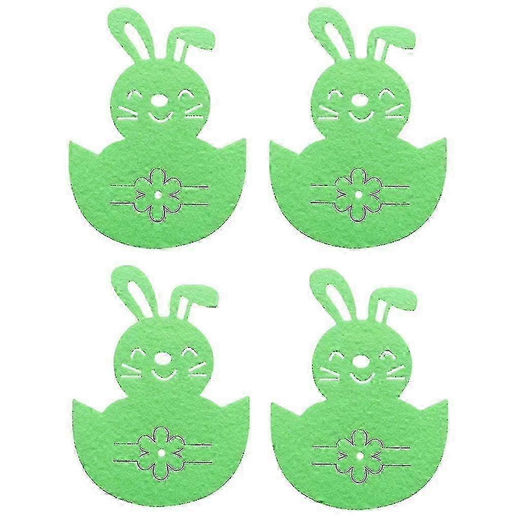 4pcs Tableware Organizer Pocket Easter Bunny Cutlery Bag Flatware Storage Bag