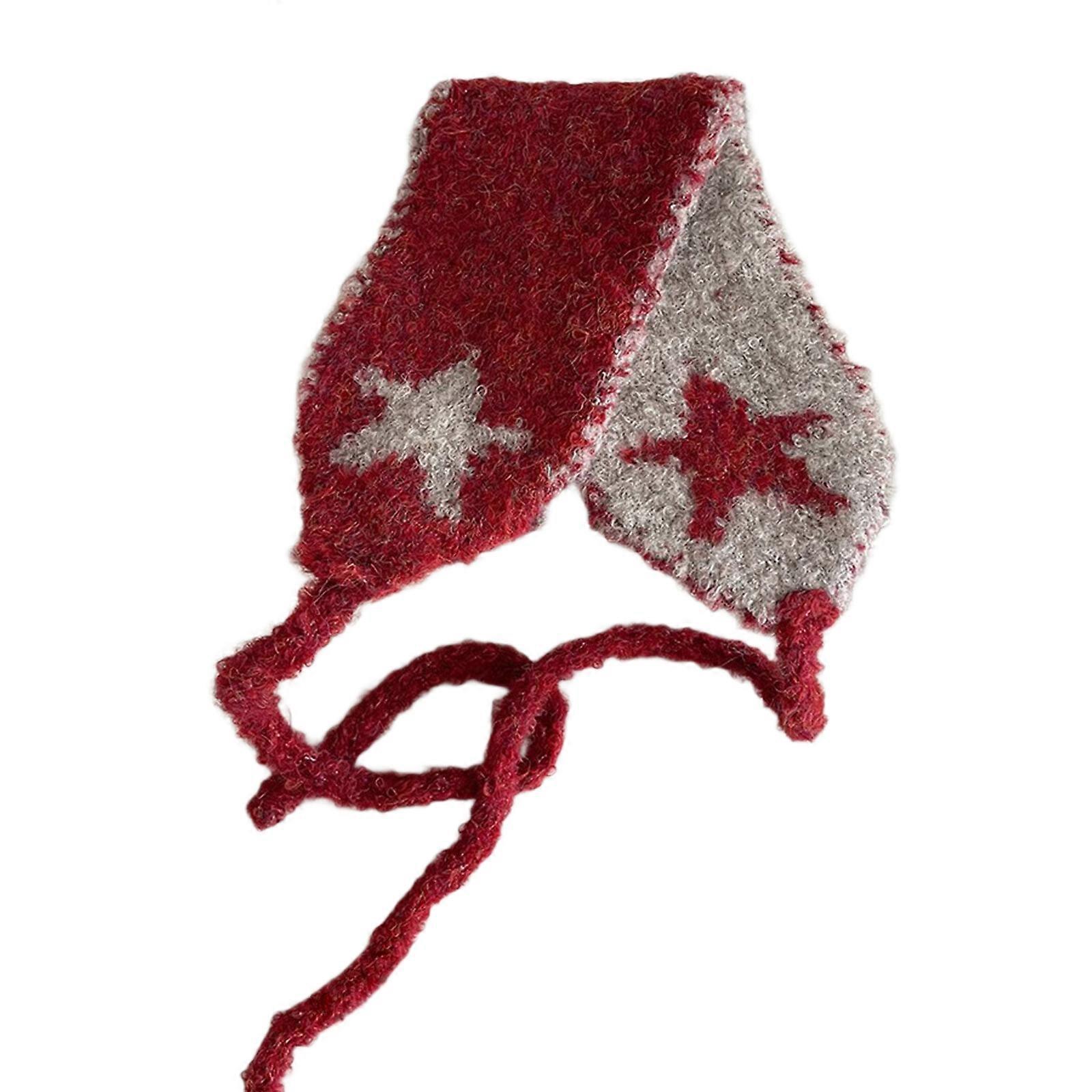 Fuzzy Star Ear Protectors Unisex Winter Wear Thermal Insulated Accessory For Skating Sledding Daily Use  Red gray