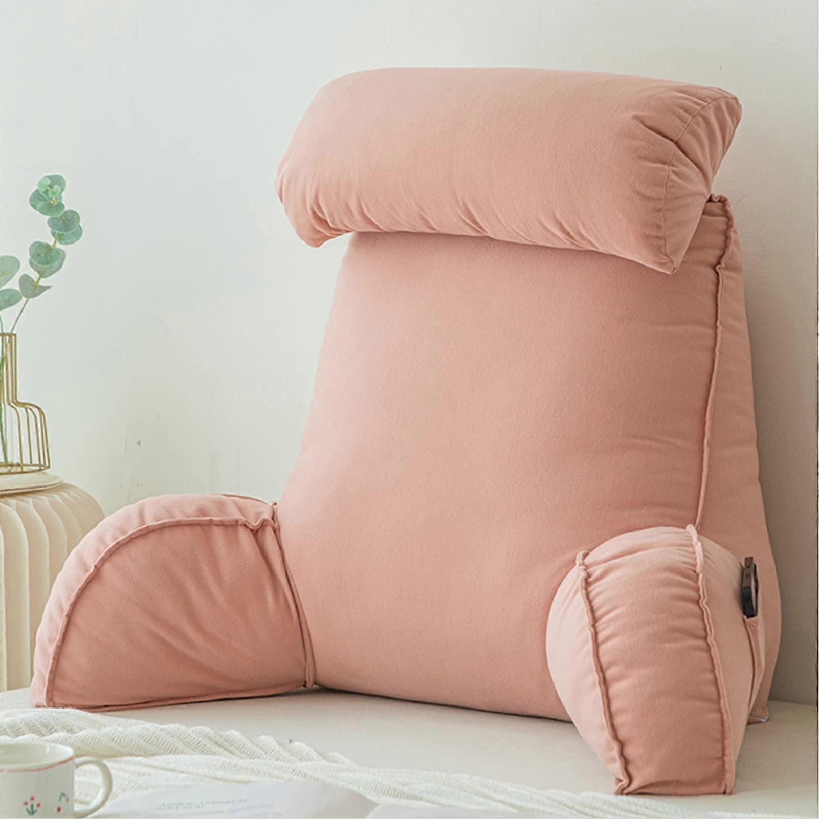 Bed Rest Reading Pillow with Arm Rests Memory Foam Back Support Cushion for Reading Gaming TV