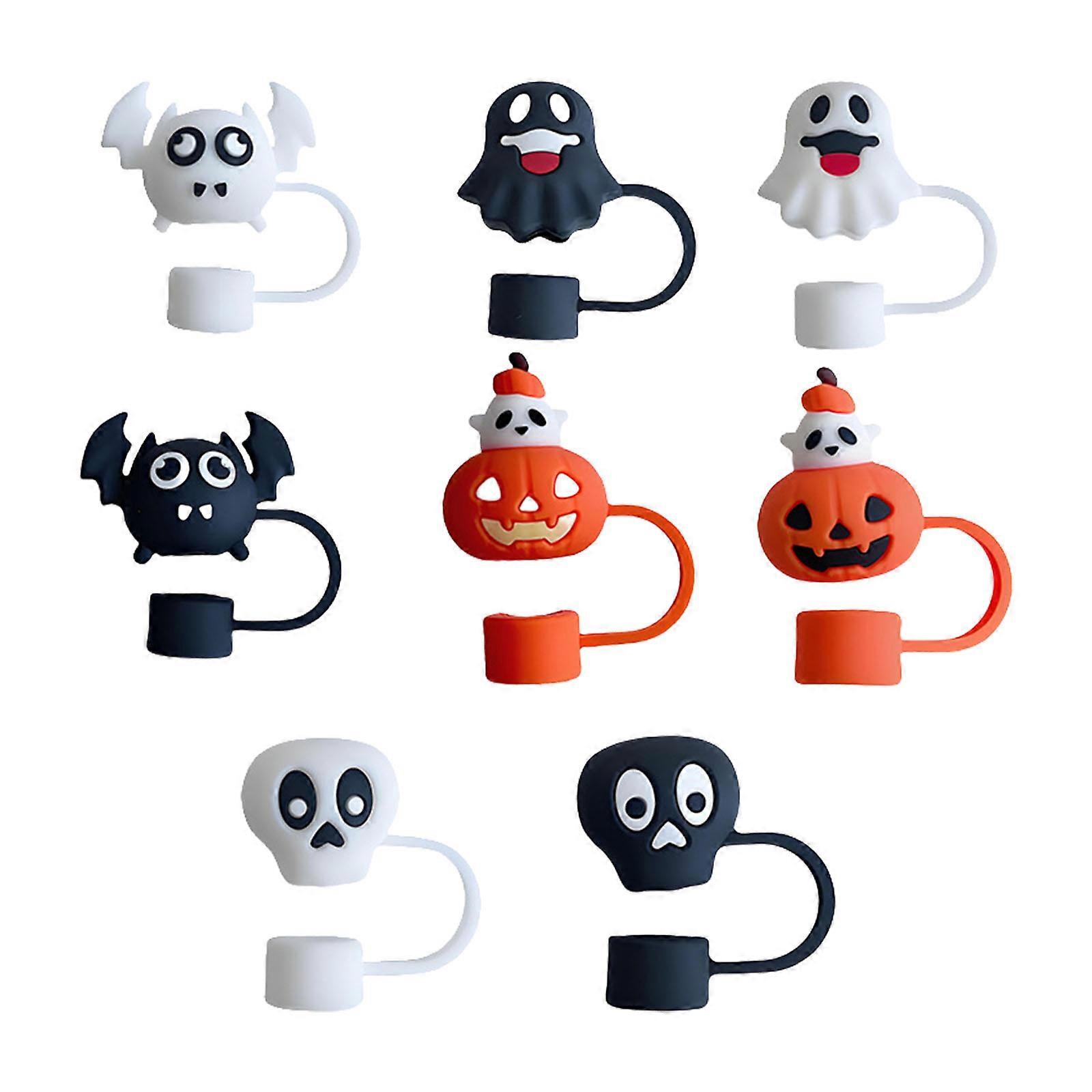 8PCS Halloween Drink Straw Successes Environmental Friendly Elastomer Vegetable Deck Consistent Most Cups Multicolor