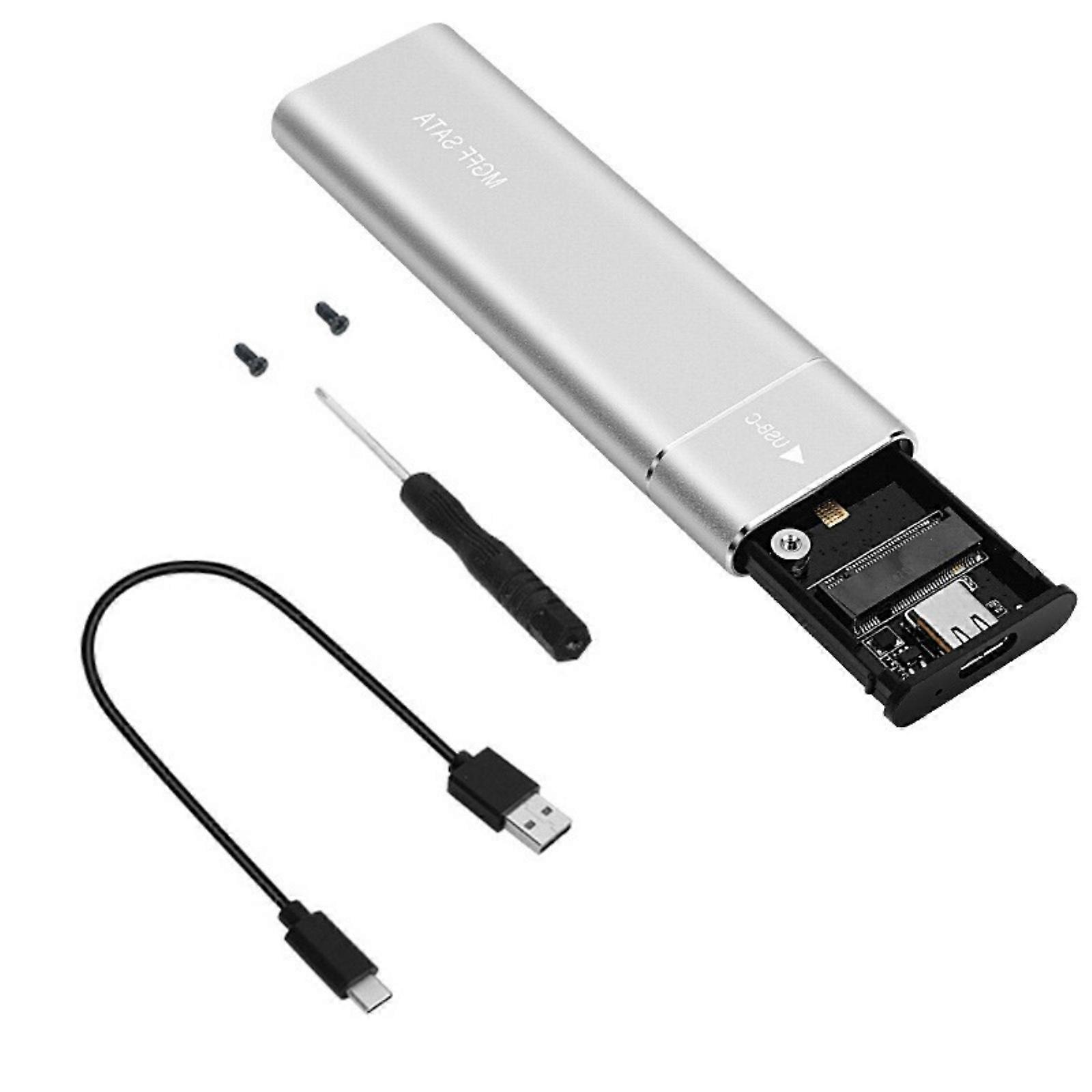 Aluminum Hard Disk Box USB 3.1 Gen 2 Hard Disk Case External Enclosure Hard Drive Disk Box External HDD Case 10Gbps  Silver With 2 in 1 cable