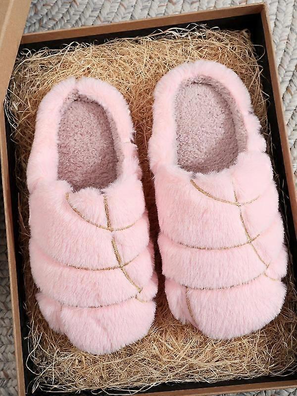 Women's Solid Color Concha Shaped Plush Slippers, Casual Soft Comfortable Home Slippers, Warm Slippers for Indoor & Outdoor Use for Fall & W