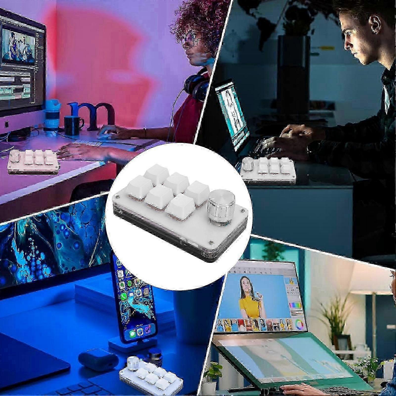 Mini Macro Mechanical Gaming Keyboard 6 Keys One Handed USB Type C PC Keypad Programming RGB Pad Dustproof Red Switch