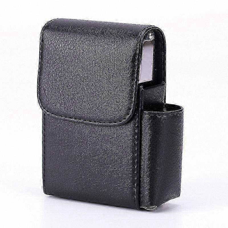 Stainless Steel Cigarette Case with Lighter Holder and Belt Loop for Men