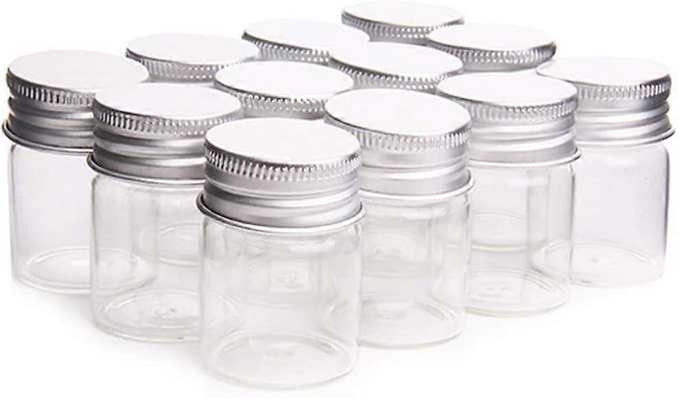 12 Pcs Empty Clear Glass Bottles with Screw Aluminum Cap Mini Container Jars for Essential Oil Powders Cream Ointments Grease Cosmetic