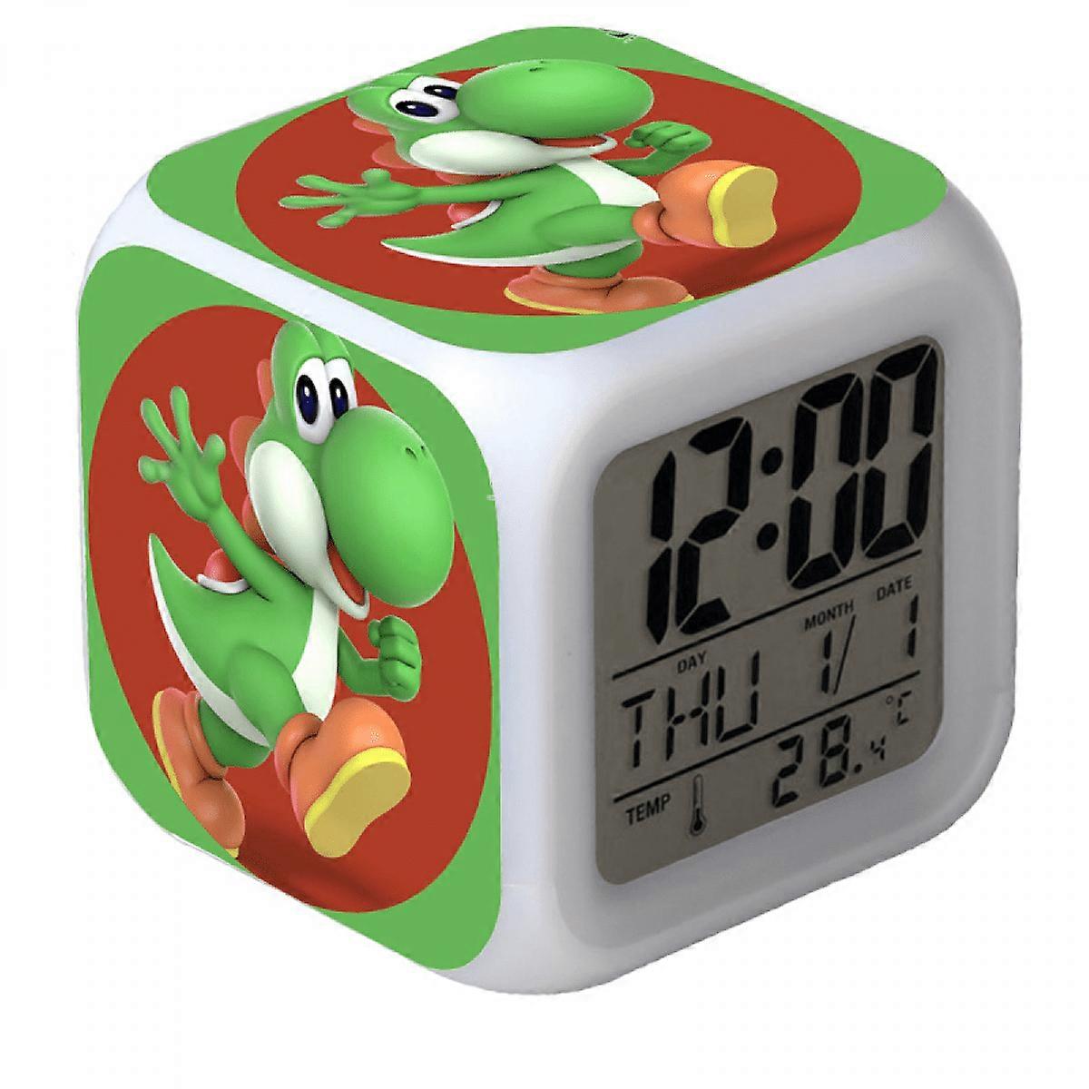 HANNTAOO LED Alarm Clock with Super Mario Pattern, Glowing Colorful Digital Desk Clock, Creative Gift for Kids Adults Compatible with HTNL#306