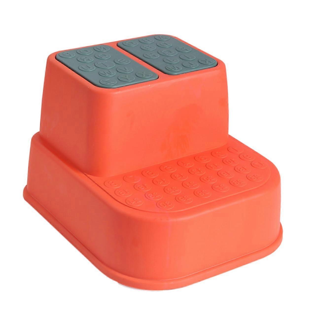 Multi Function Double Footstool Red Non Slip Thickened Stool For Home Nursery Educational Alphabet Design