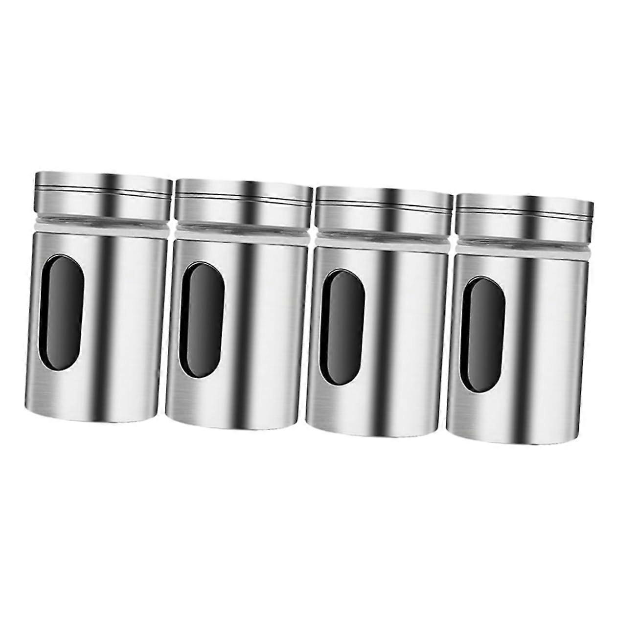 4pcs Stainless Steel Spice Jar Set with RustResistant EasyClean Design for Kitchen Countertop Storage