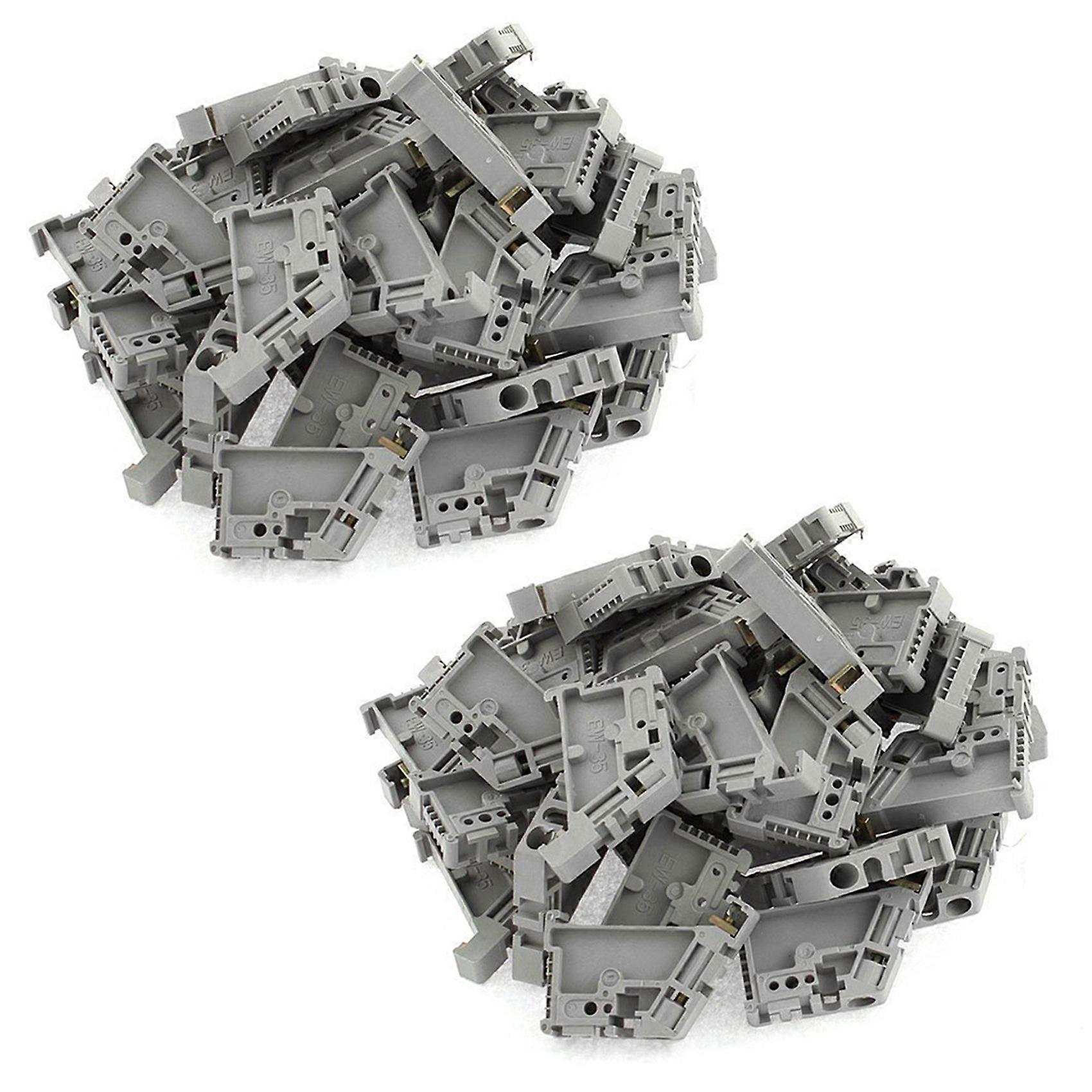 100Pcs 35mm DIN Rail Terminal Block End Stopper Mounting Clips