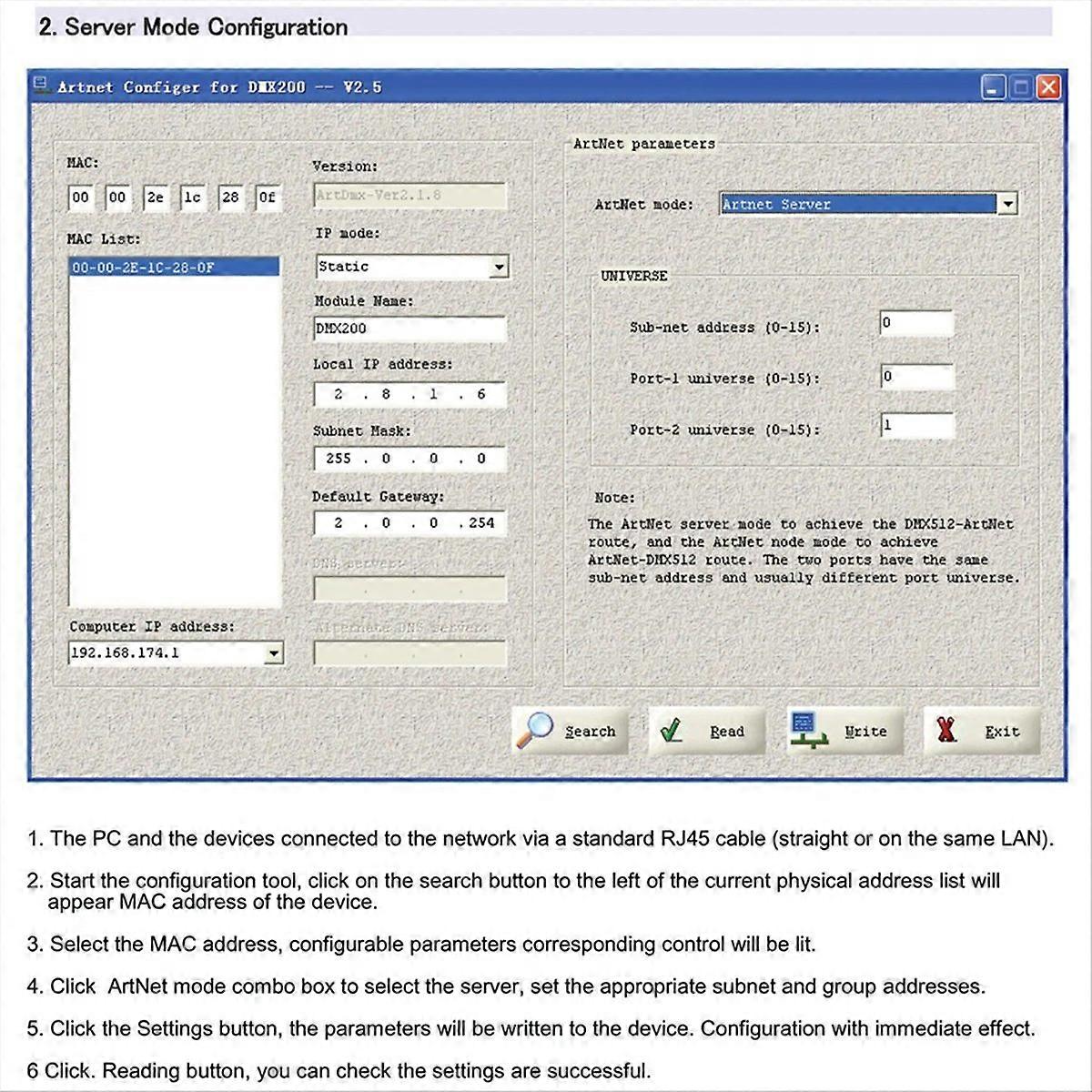 2 Port DMX Artnet Stage Light Controller RJ45 Net Connector EU Plug