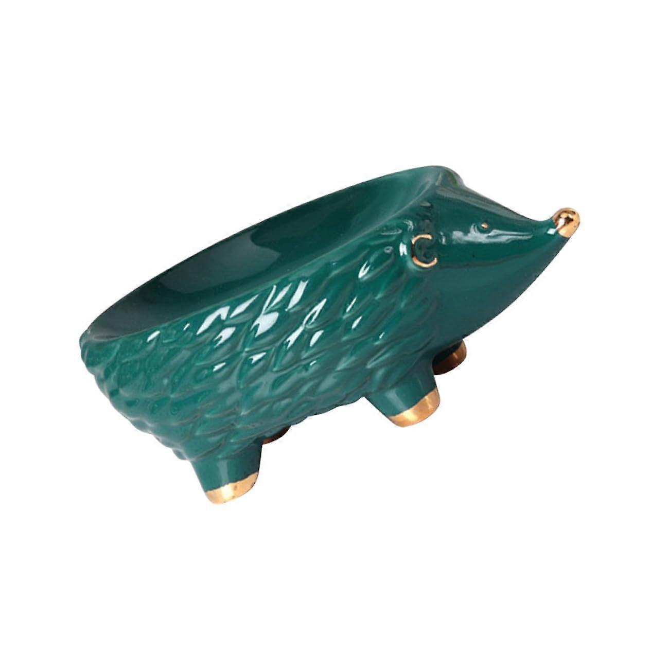 Ceramic Cartoon Hedgehog Soap Holder with SelfDraining Design for Bathroom and Kitchen