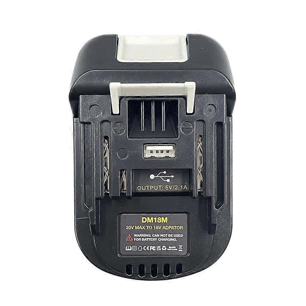 DM18M Battery Adapter with USB Charging Socket for Dewalt 20V&Milwaukee 18V Battery Convert to Makita 18V BL1830 (Adapter only)