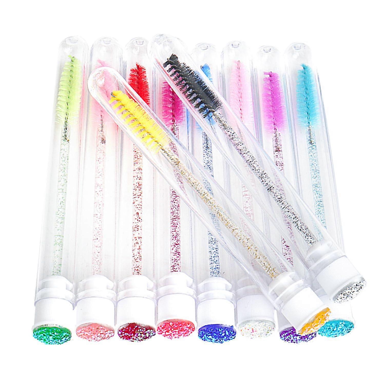 Disposable Mascara Wands with Protective Tubes, 7pcs Mixed Color Eyelash Brush Set for Lash and Brow