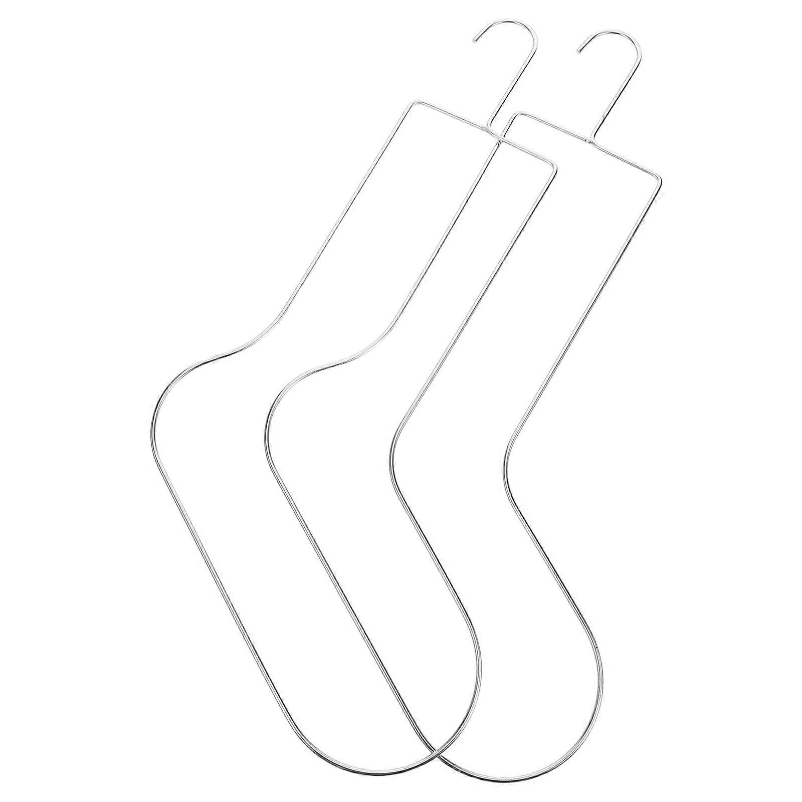 Sock Blocker Stainless Steel for Drying and Displaying 2Pcs Metal Silver
