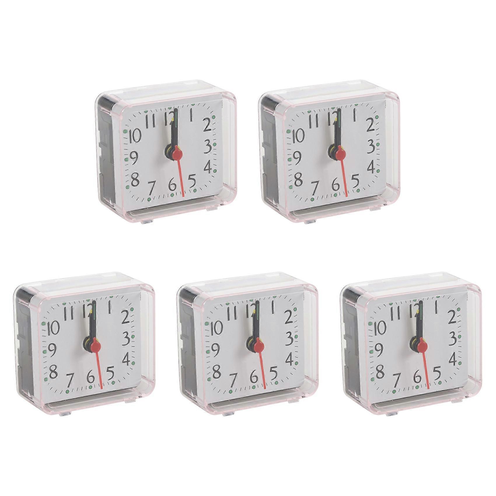 5PCS Portable Cute Mini Cartoon Multi-Function Table Clocks（White）
